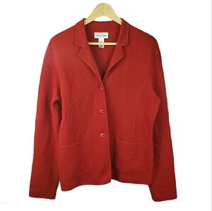 RENA ROWAN 100% Wool Cardigan Red Size M